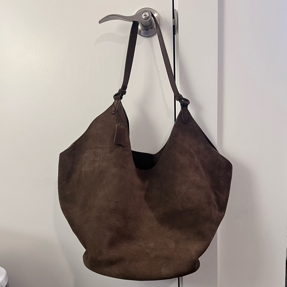 Leather Medium Lotus Style Bag - Chocolate Brown
